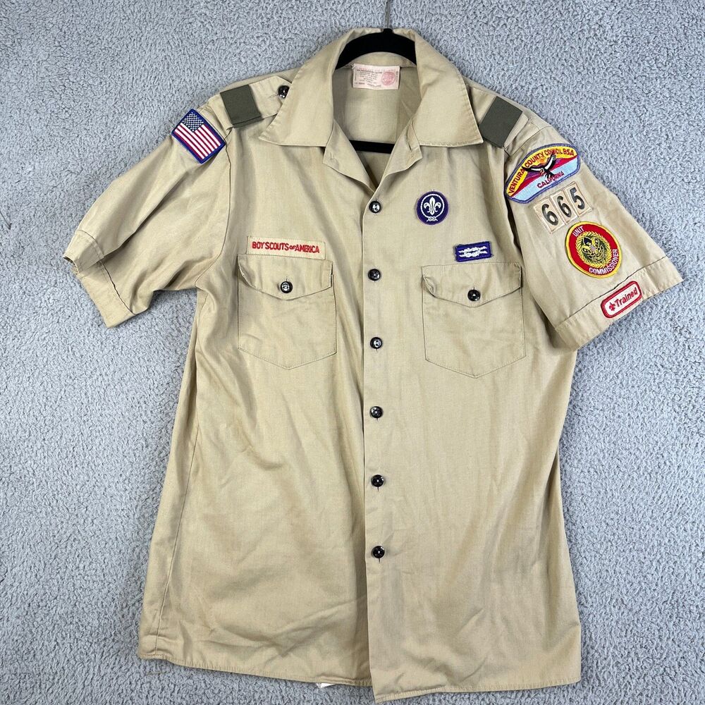 VTG BOY SCOUTS America Uniform Shirt Youth XL Ventura California Patches Badges